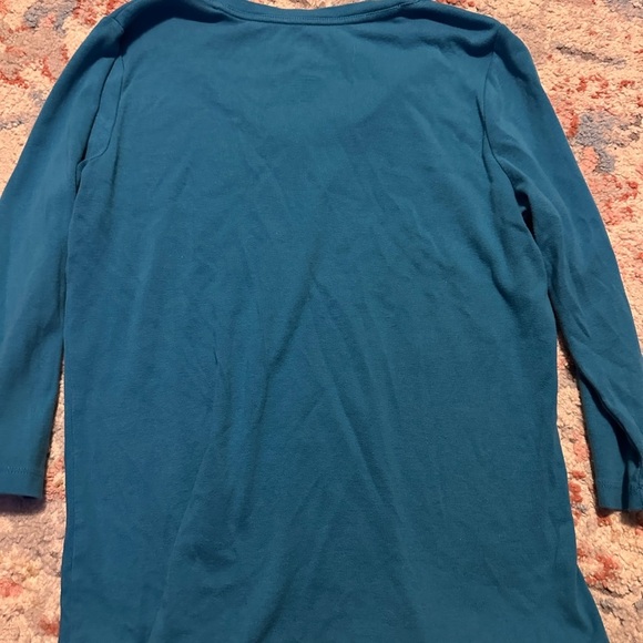 St. John's Bay Blue Fitted 3/4 Sleeve T-Shirt - Picture 3 of 3